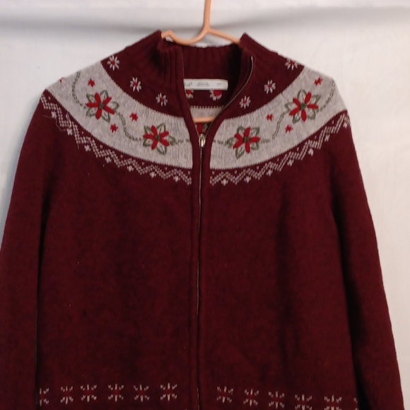 Woolrich Burgundy Nordic Knit Sweater Size Medium - Picture 2 of 8